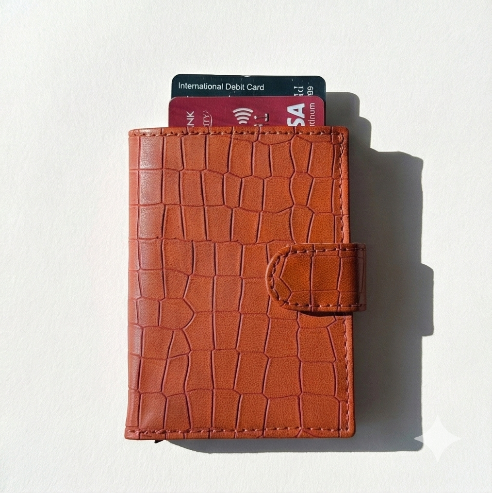 The Card Push Wallet - Tan