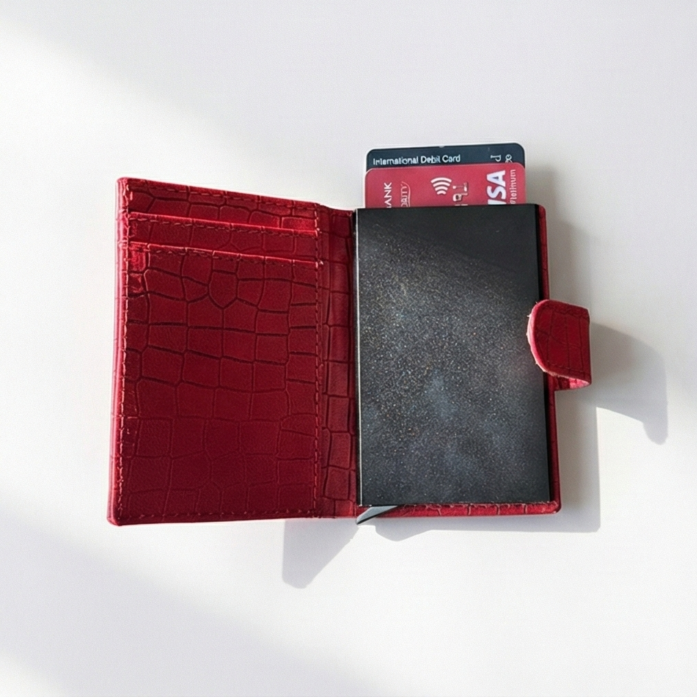 The Card Push Wallet - Red