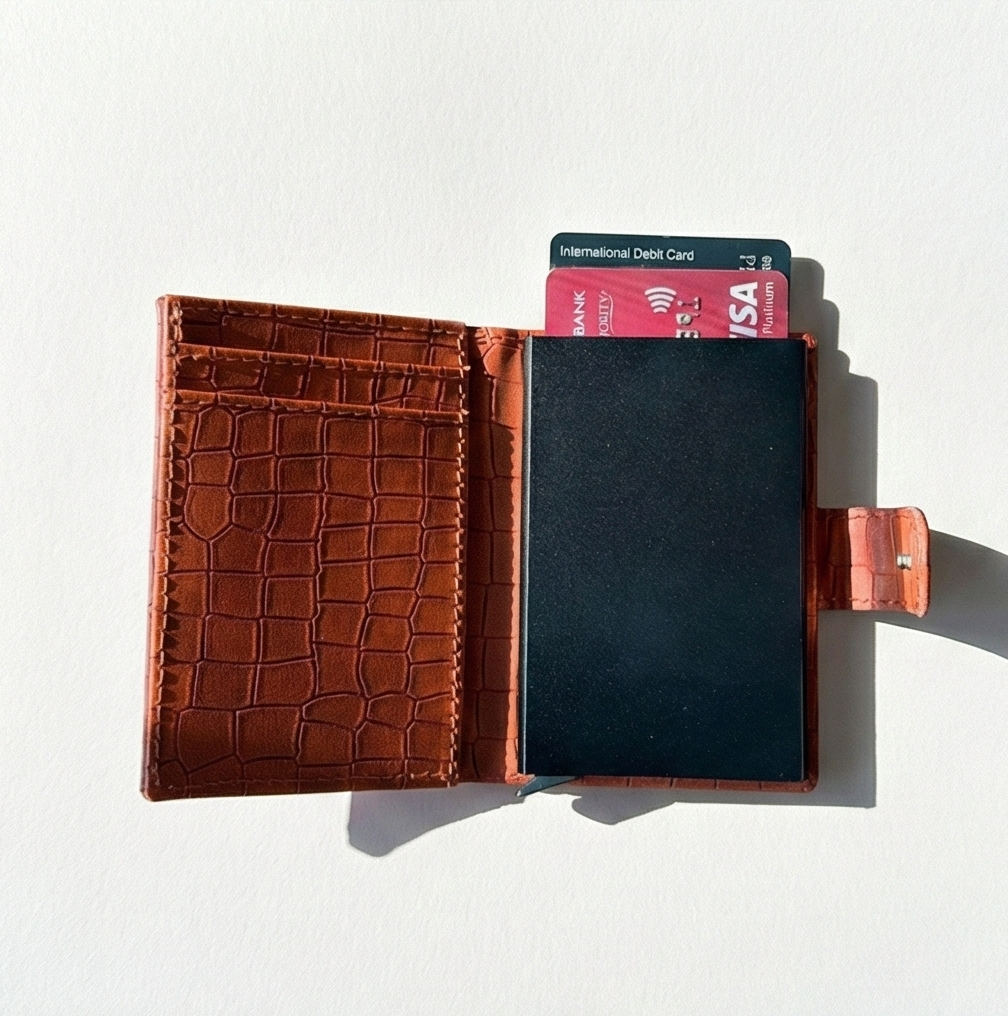 The Card Push Wallet - Tan